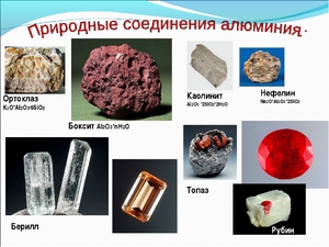 Различные соединения алюминия в природе